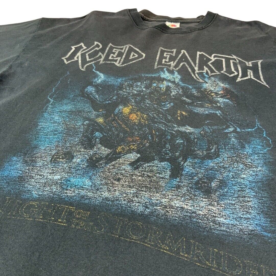 2000s Black Iced Earth Night Of The Stormrider Double-Sided Graphic T-Shirt XL