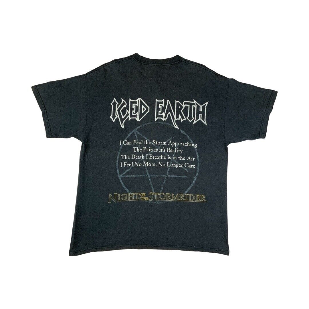 2000s Black Iced Earth Night Of The Stormrider Double-Sided Graphic T-Shirt XL