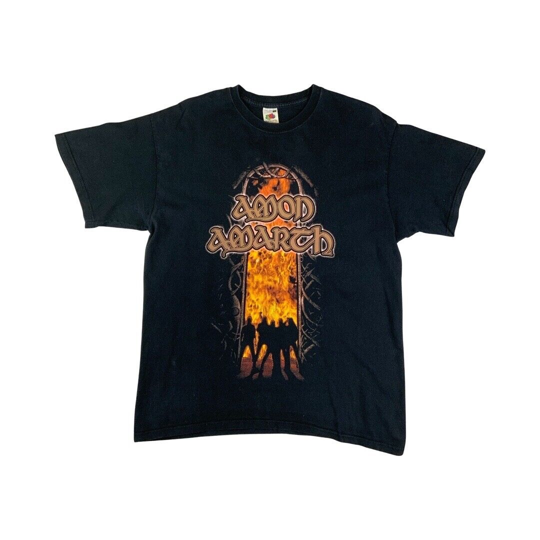 Vintage Black Amon Amarth Once Sent From The Golden Hall Graphic T-Shirt Large