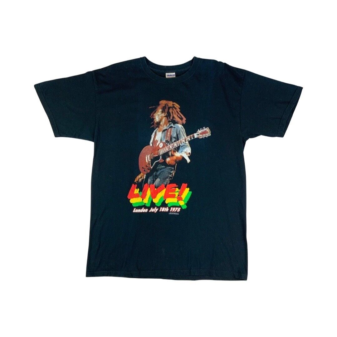 2004 Black Bob Marley Live! 1975 Double-Sided Graphic T-Shirt Large