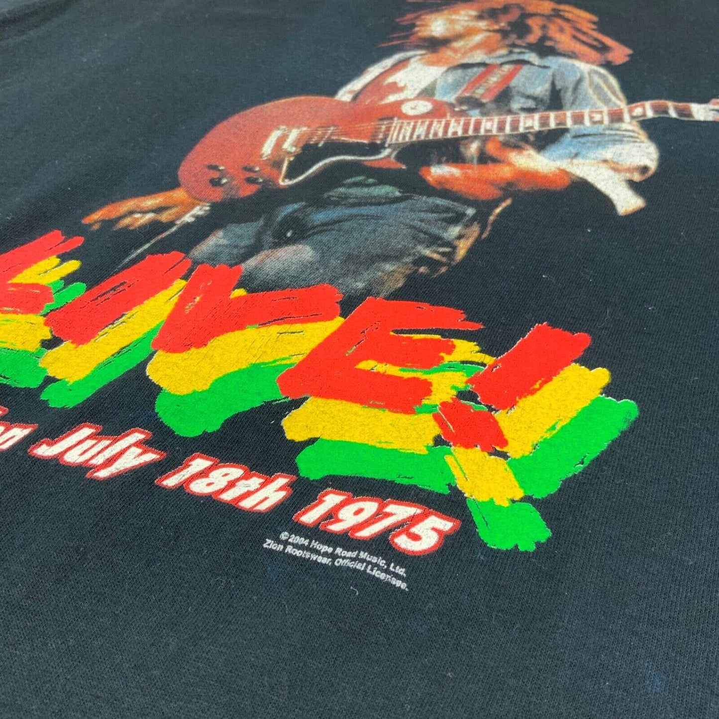 2004 Black Bob Marley Live! 1975 Double-Sided Graphic T-Shirt Large