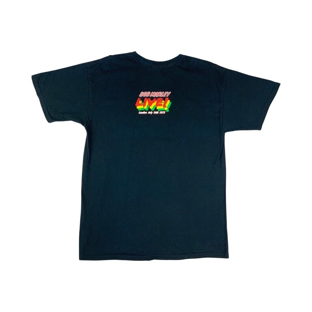 2004 Black Bob Marley Live! 1975 Double-Sided Graphic T-Shirt Large