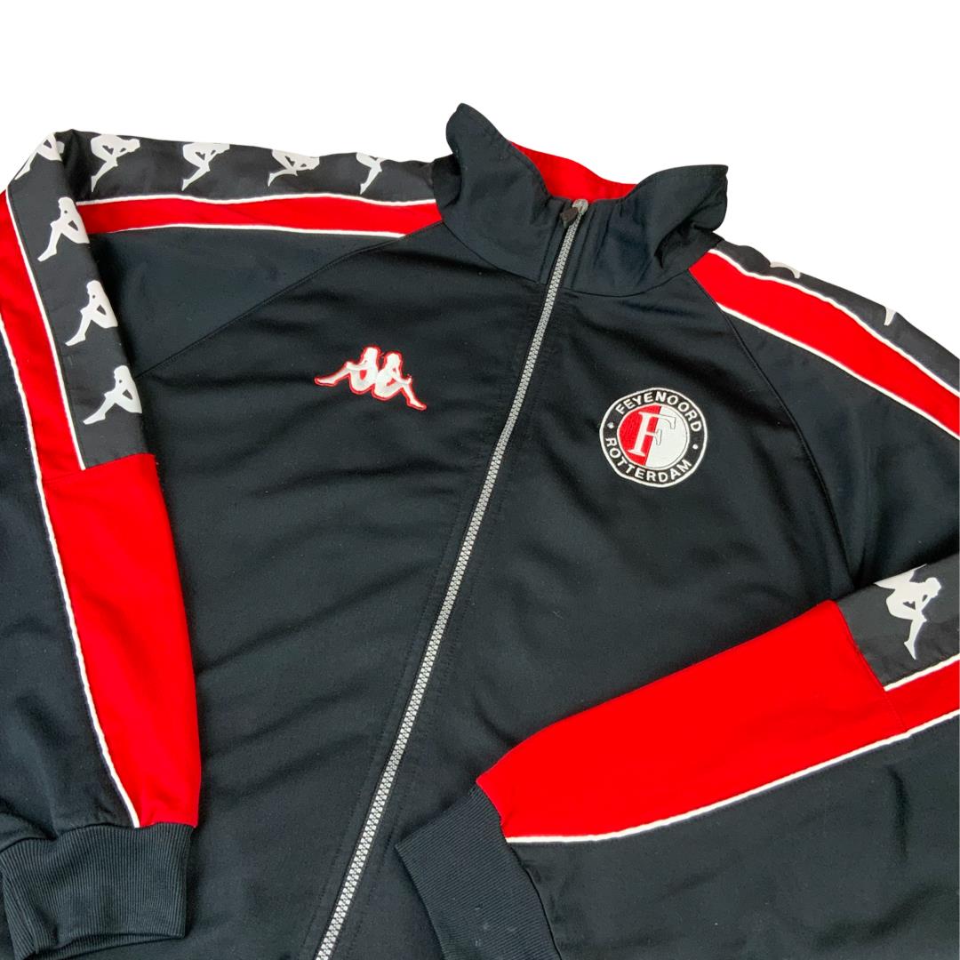 Vintage 90s Black & Red Kappa Feyenoord Rotterdam Zip-Up Track Jacket XXL