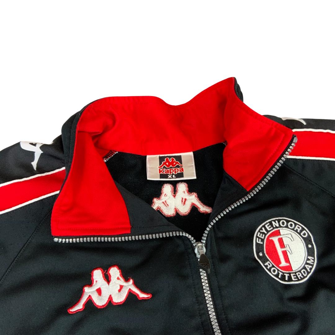 Vintage 90s Black & Red Kappa Feyenoord Rotterdam Zip-Up Track Jacket XXL