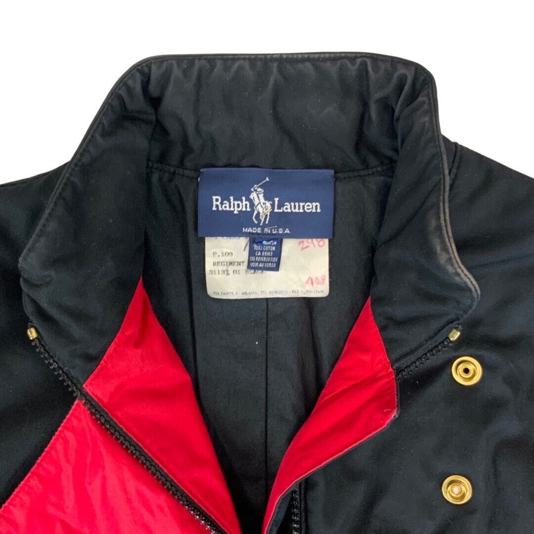 Vintage 90s Black & Red Polo Ralph Lauren Zip-Up Regiment Jacket Medium *SAMPLE*