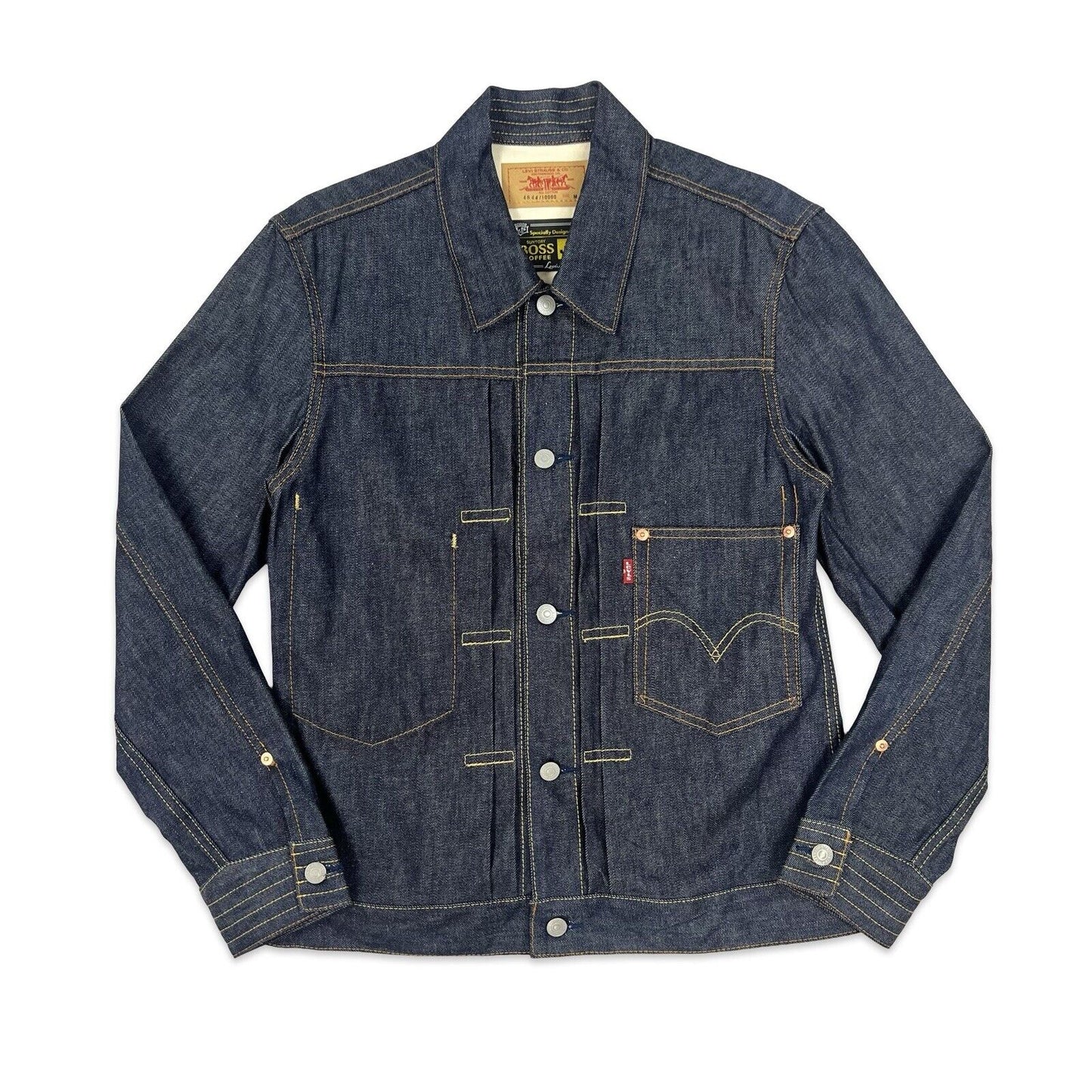 VTG JAPANESE LEVIS BOSS COFFEE COLAB TYPE 1 PLEAT DENIM JACKET ROCKABILLY 38” M