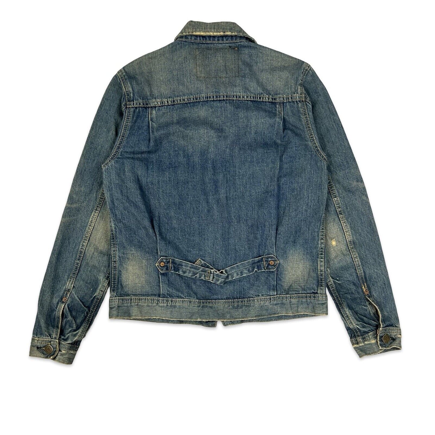 VTG STYLE EDWIN JAPANESE DENIM PLEAT FRONT TYPE 1 CINCH JACKET ROCKABILLY 36” S