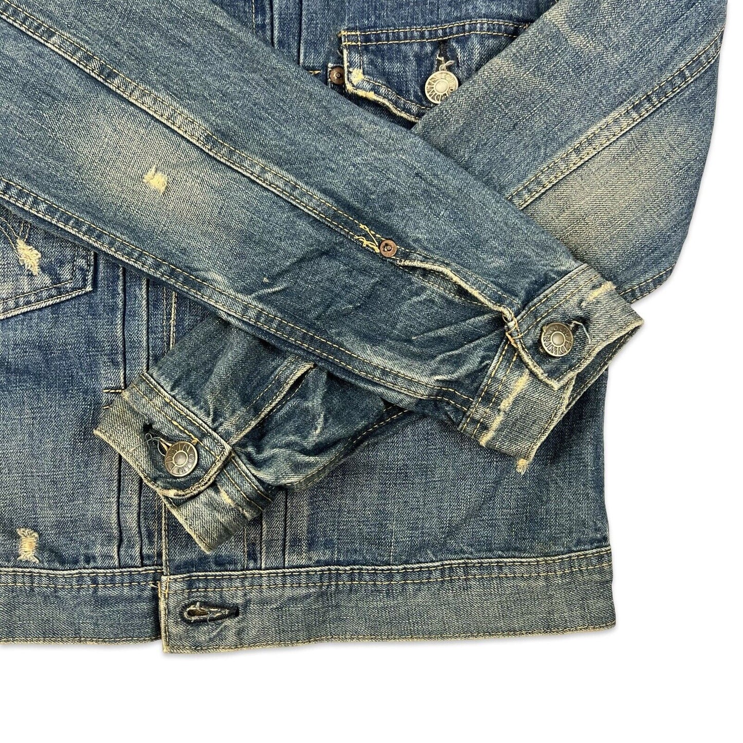 VTG STYLE EDWIN JAPANESE DENIM PLEAT FRONT TYPE 1 CINCH JACKET ROCKABILLY 36” S