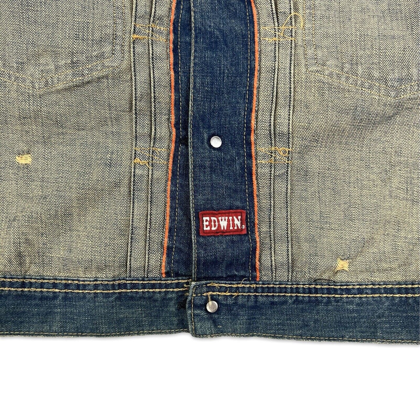 VTG STYLE EDWIN JAPANESE DENIM PLEAT FRONT TYPE 1 CINCH JACKET ROCKABILLY 36” S