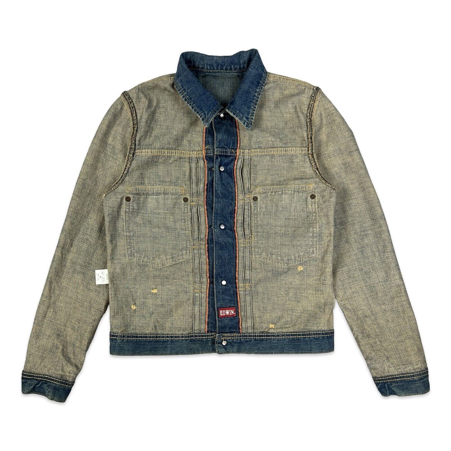 VTG STYLE EDWIN JAPANESE DENIM PLEAT FRONT TYPE 1 CINCH JACKET ROCKABILLY 36” S