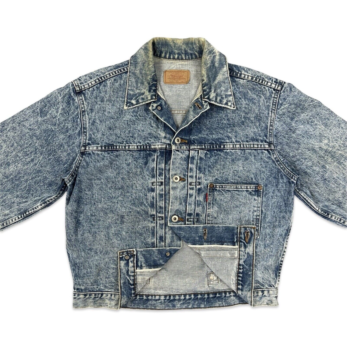 VTG JAPANESE SELVEDGE LEVIS BIG E TYPE 1 PLEAT DENIM JACKET ROCKABILLY LVC 40” M