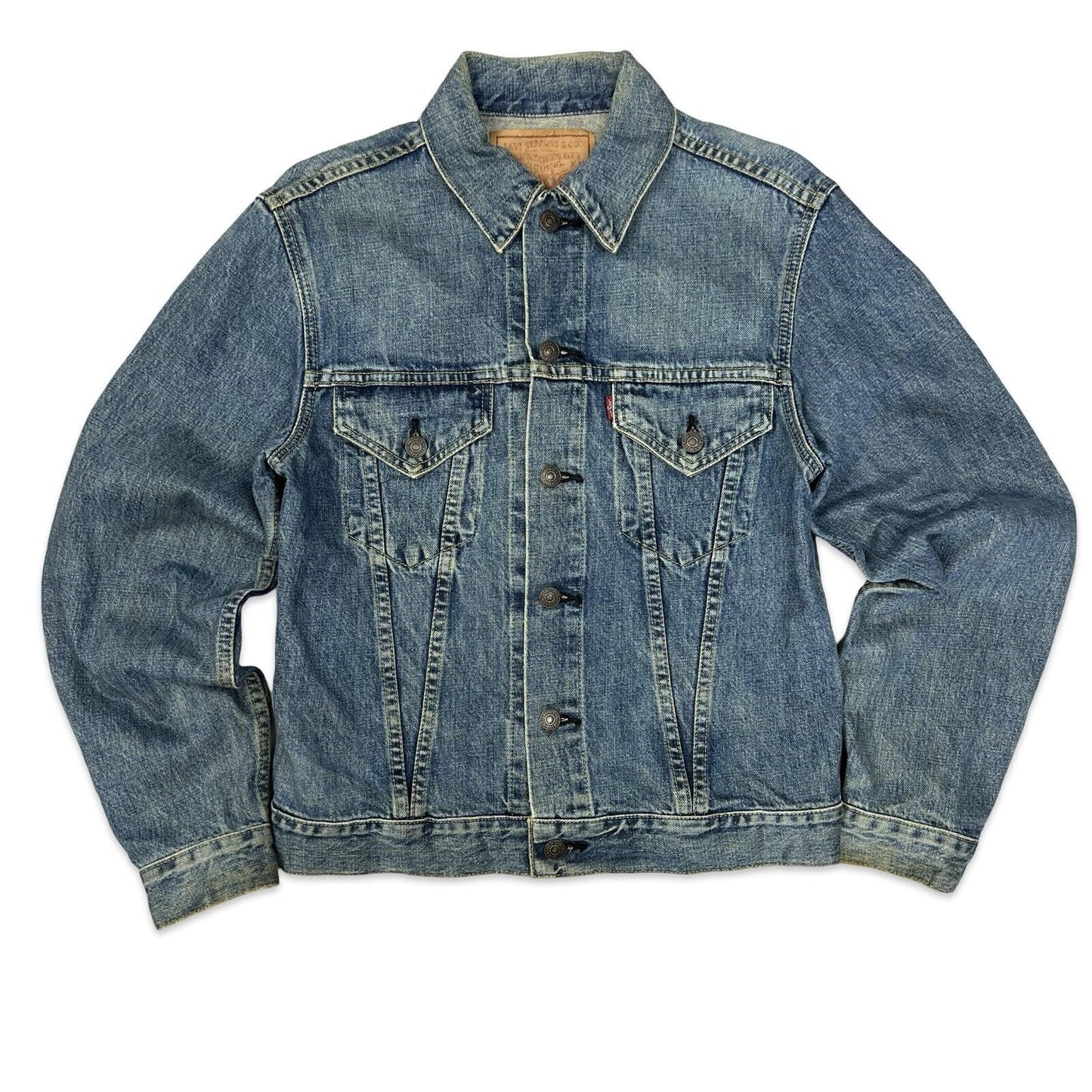 VTG 1990s JAPANESE BIG E TYPE 3 TRUCKER DENIM LVC JACKET MOD ROCKABILLY 36” S