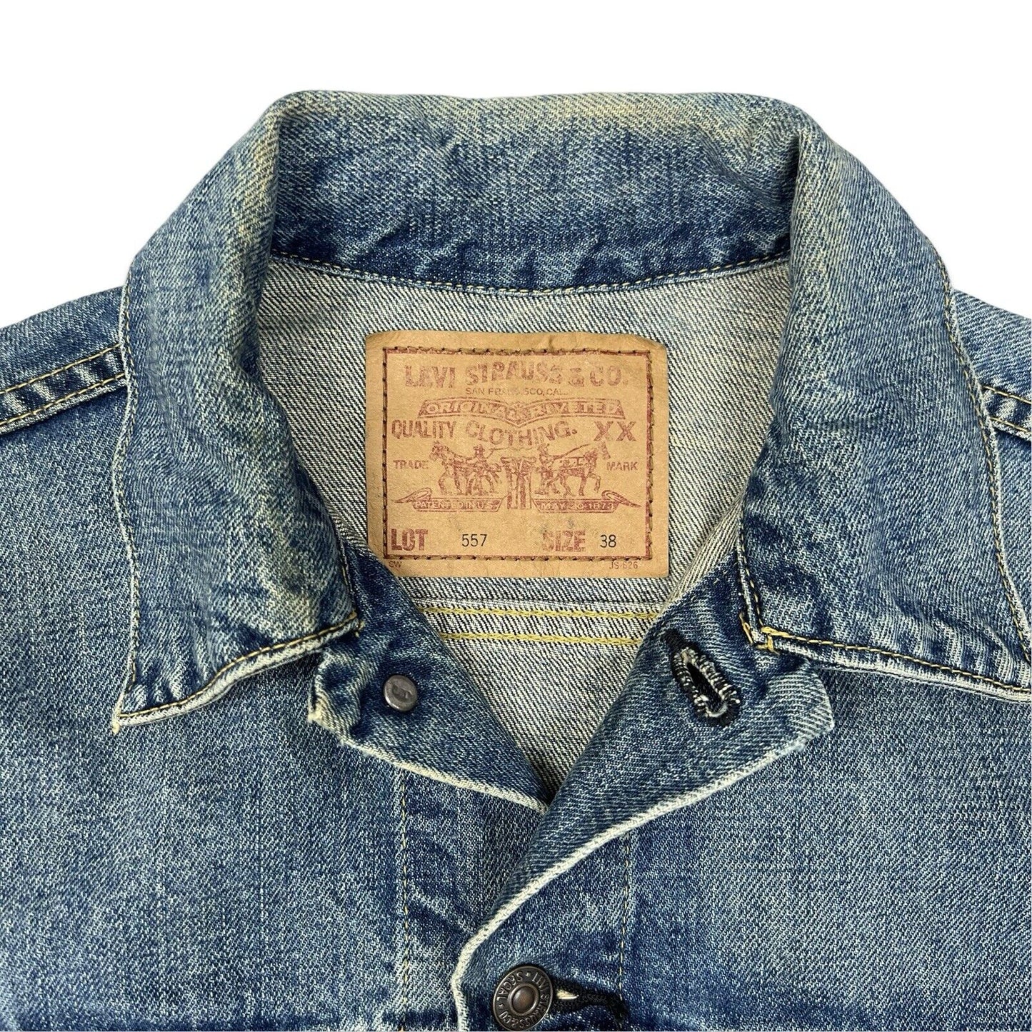 VTG 1990s JAPANESE BIG E TYPE 3 TRUCKER DENIM LVC JACKET MOD ROCKABILLY 36” S