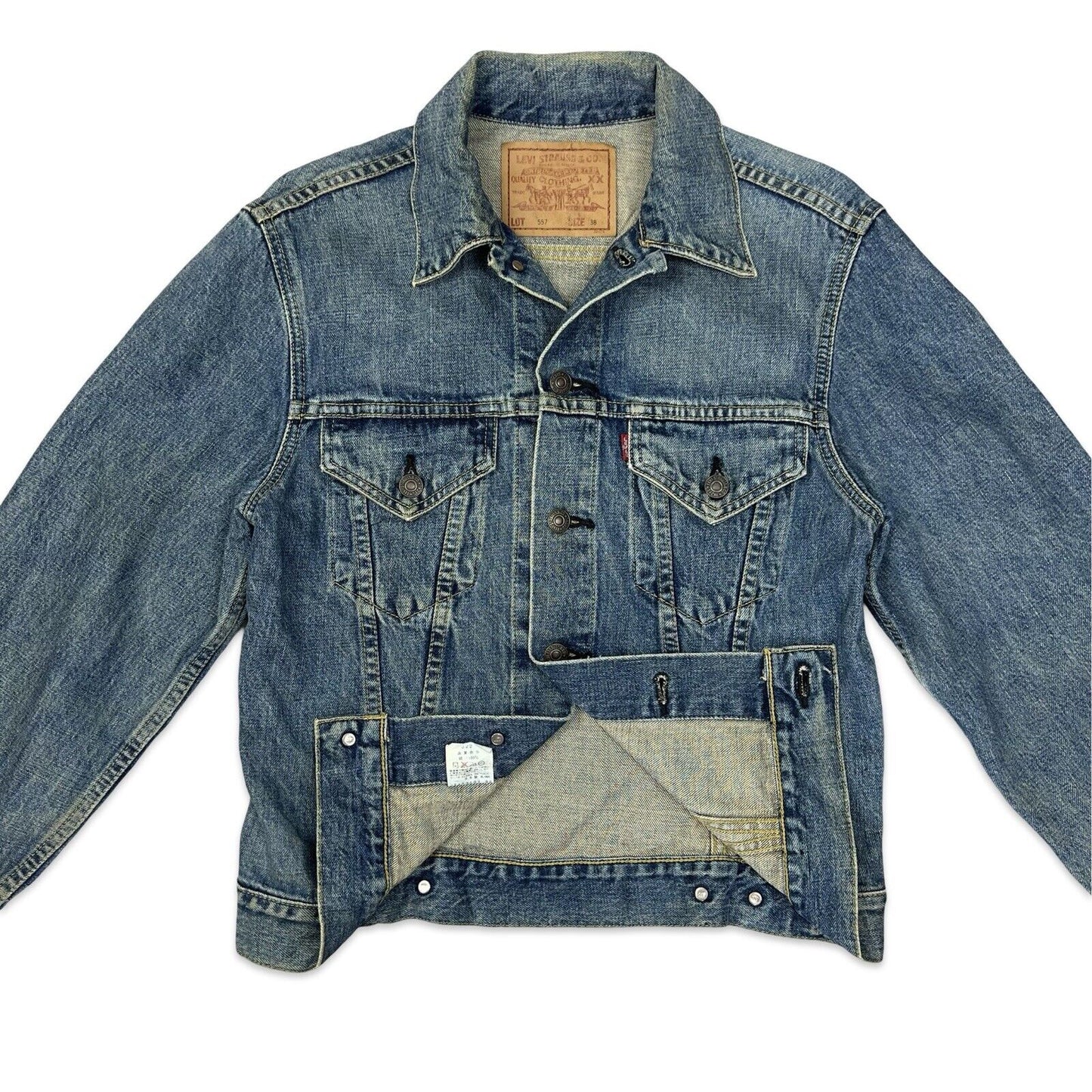 VTG 1990s JAPANESE BIG E TYPE 3 TRUCKER DENIM LVC JACKET MOD ROCKABILLY 36” S