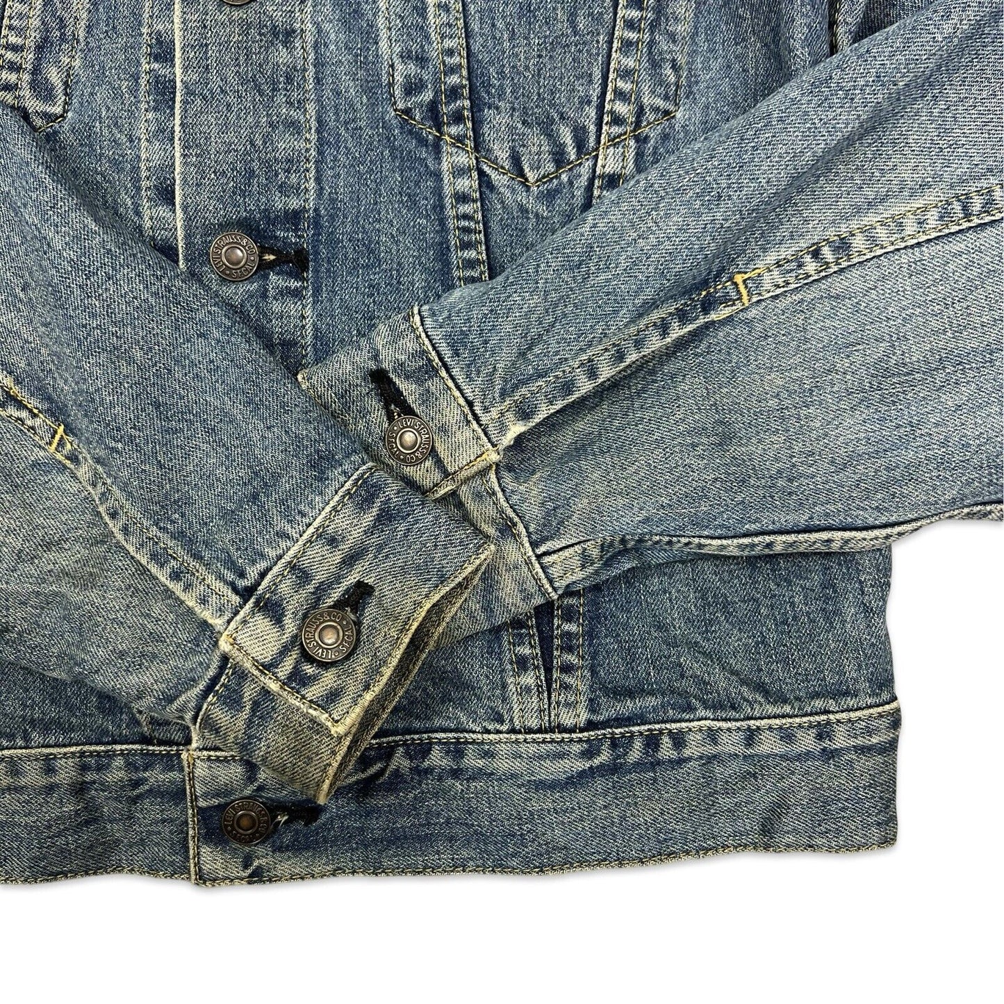 VTG 1990s JAPANESE BIG E TYPE 3 TRUCKER DENIM LVC JACKET MOD ROCKABILLY 36” S