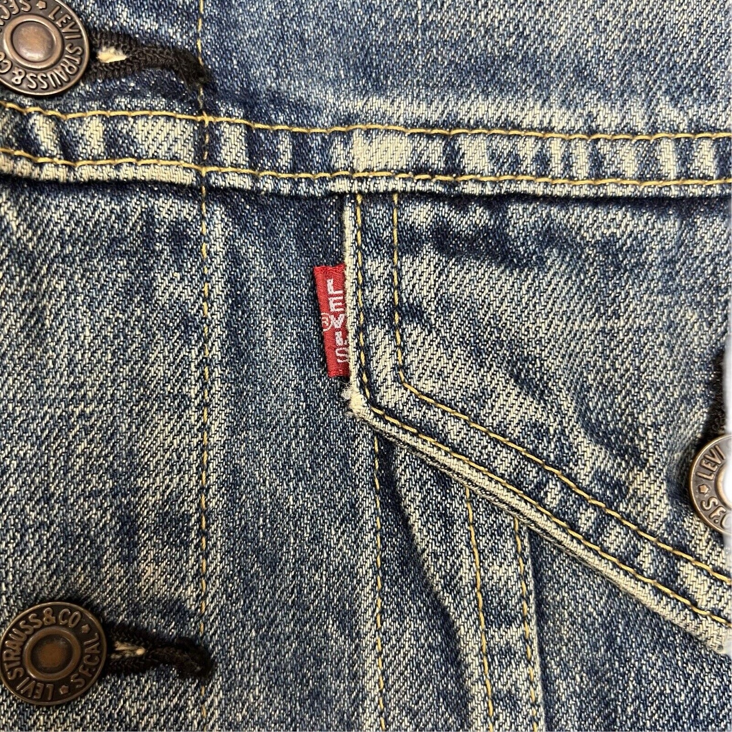 VTG 1990s JAPANESE BIG E TYPE 3 TRUCKER DENIM LVC JACKET MOD ROCKABILLY 36” S
