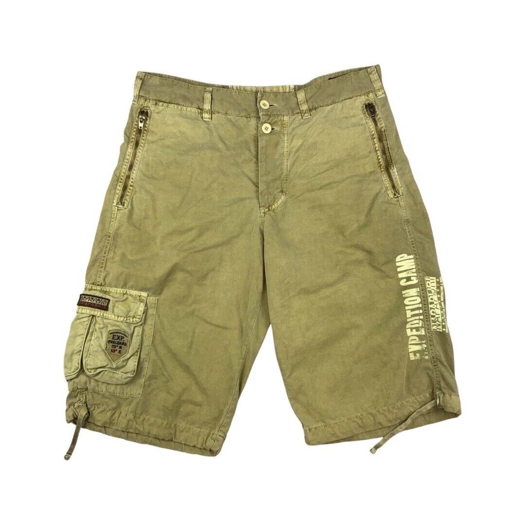 00's Beige Napapijri Expedition Camp Multi-Pocket Cargo Shorts Medium