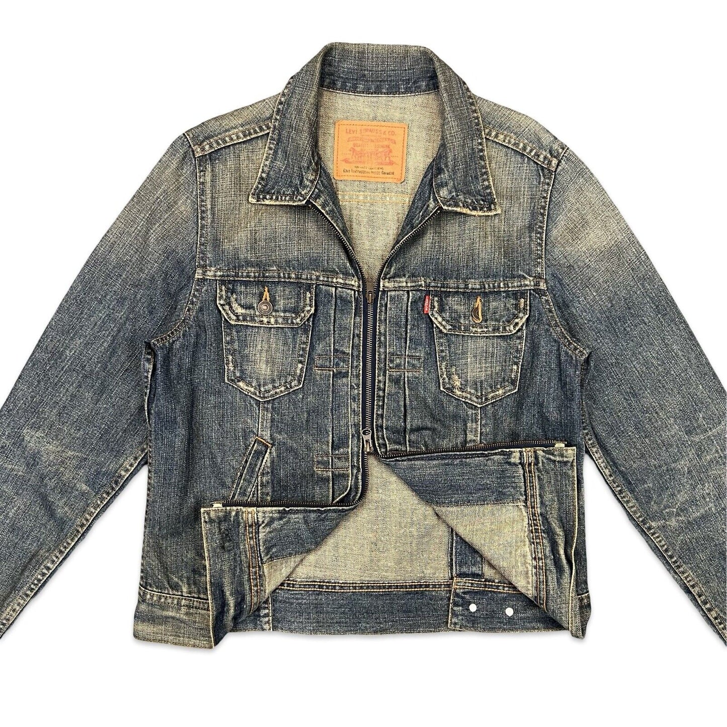 VTG LEVIS JAPANESE MADE DENIM JACKET TYPE 2 PLEAT FRONT ZIP UP 40 M