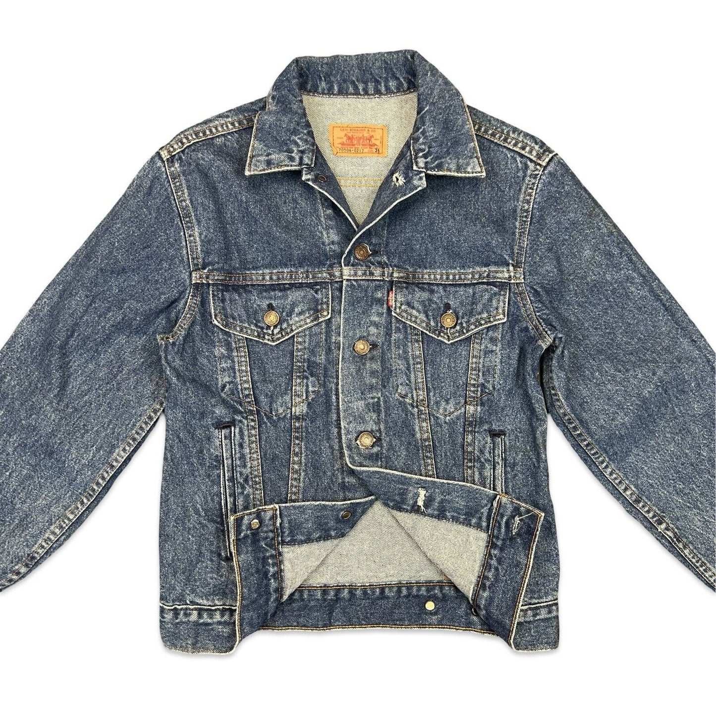 VTG 1980s USA MADE LEVIS RED TAB TYPE 3 TRUCKER DENIM JACKET MOD SKIN 34 XS