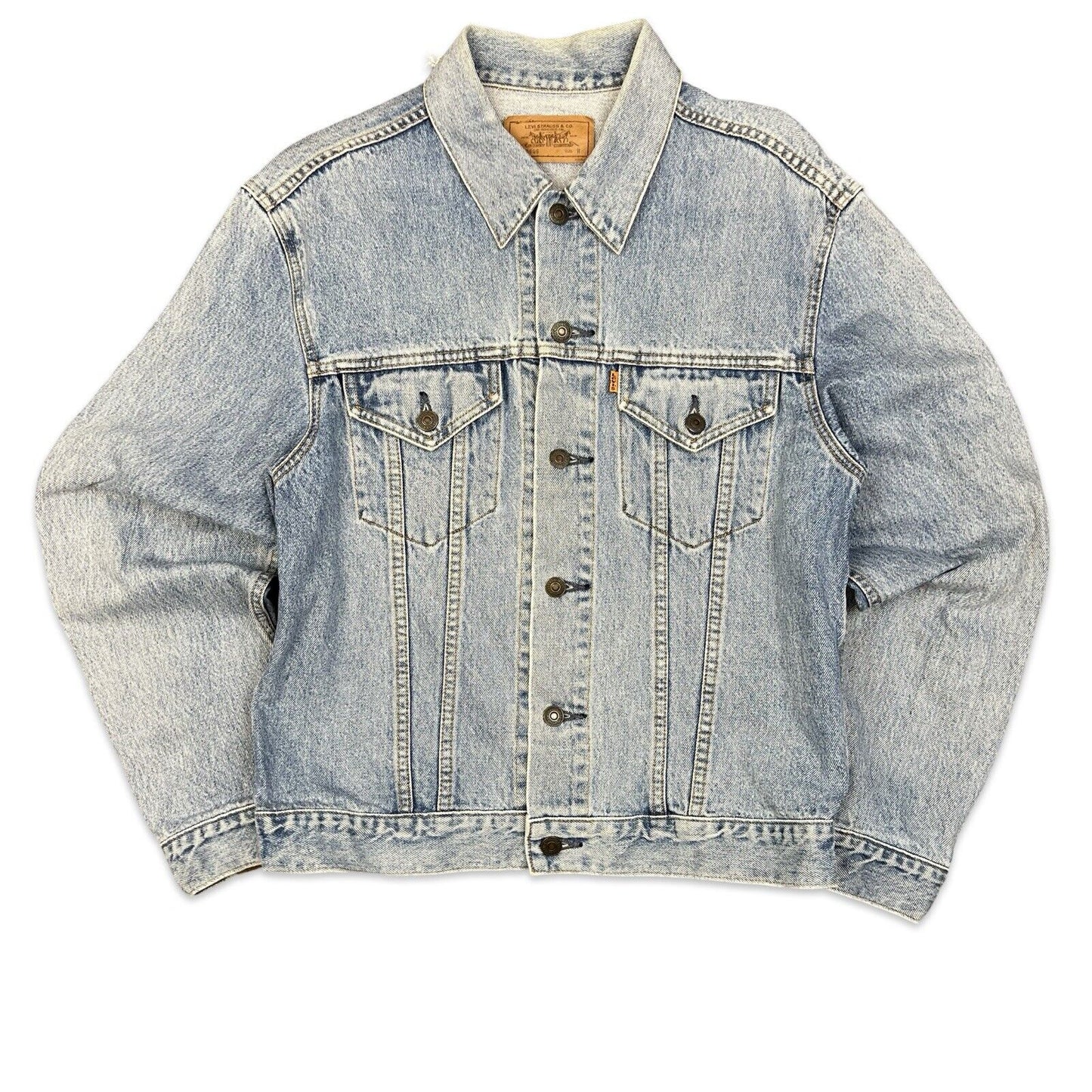 VTG 90s ORANGE TAB JAPANESE LEVIS TYPE 3 TRUCKER DENIM JACKET MOD SKINS 38 S