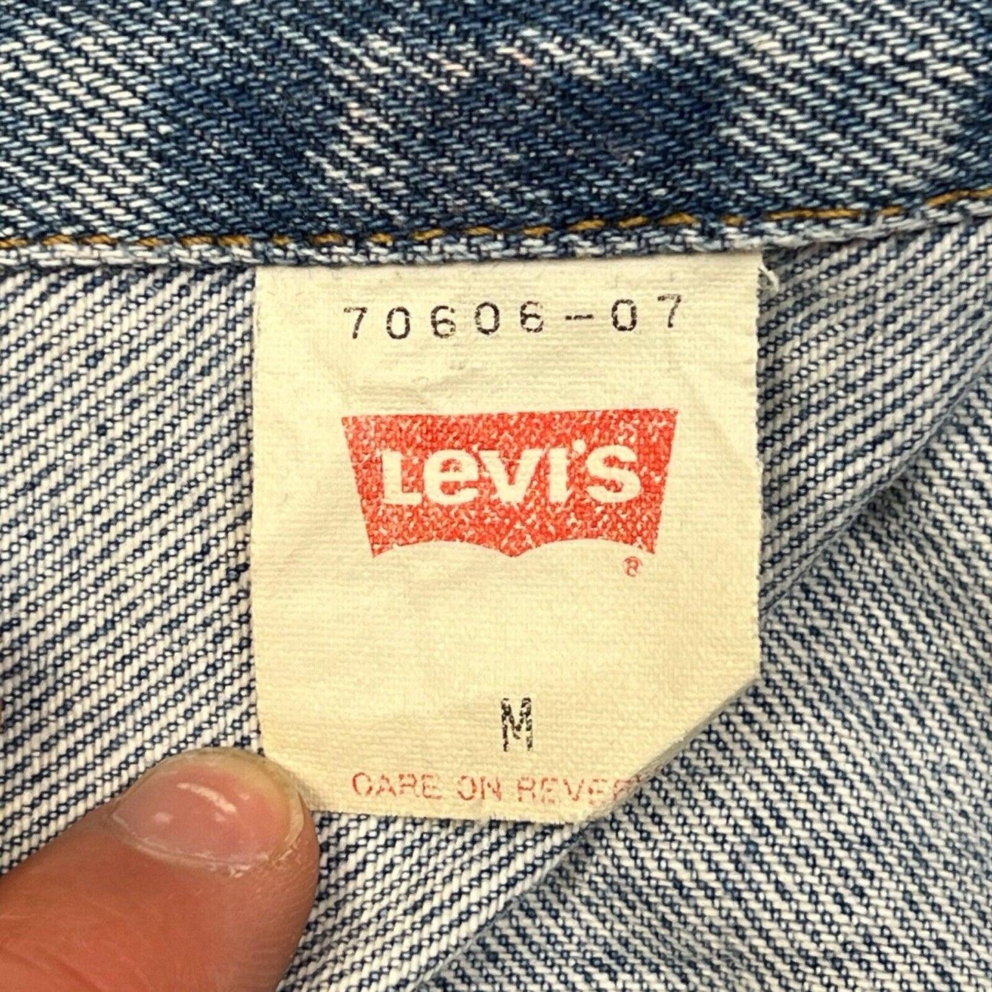 VTG 90s ORANGE TAB JAPANESE LEVIS TYPE 3 TRUCKER DENIM JACKET MOD SKINS 38 S
