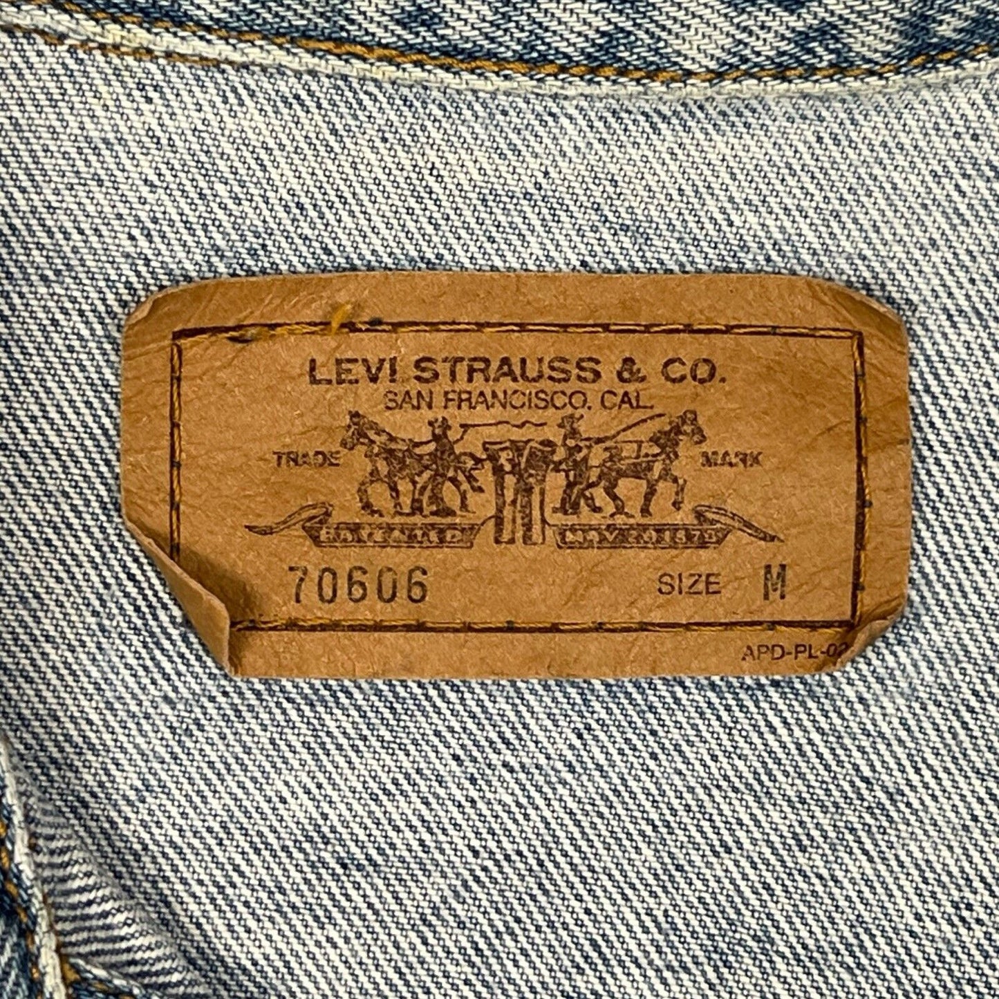 VTG 90s ORANGE TAB JAPANESE LEVIS TYPE 3 TRUCKER DENIM JACKET MOD SKINS 38 S