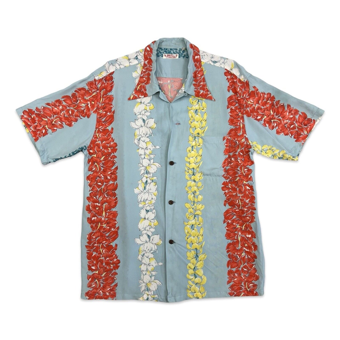VTG SUN SURF COLLECTABLE RAYON HAWAIIAN ALOHA SHIRT 40s 50s TIKI ROCKABILLY L 42