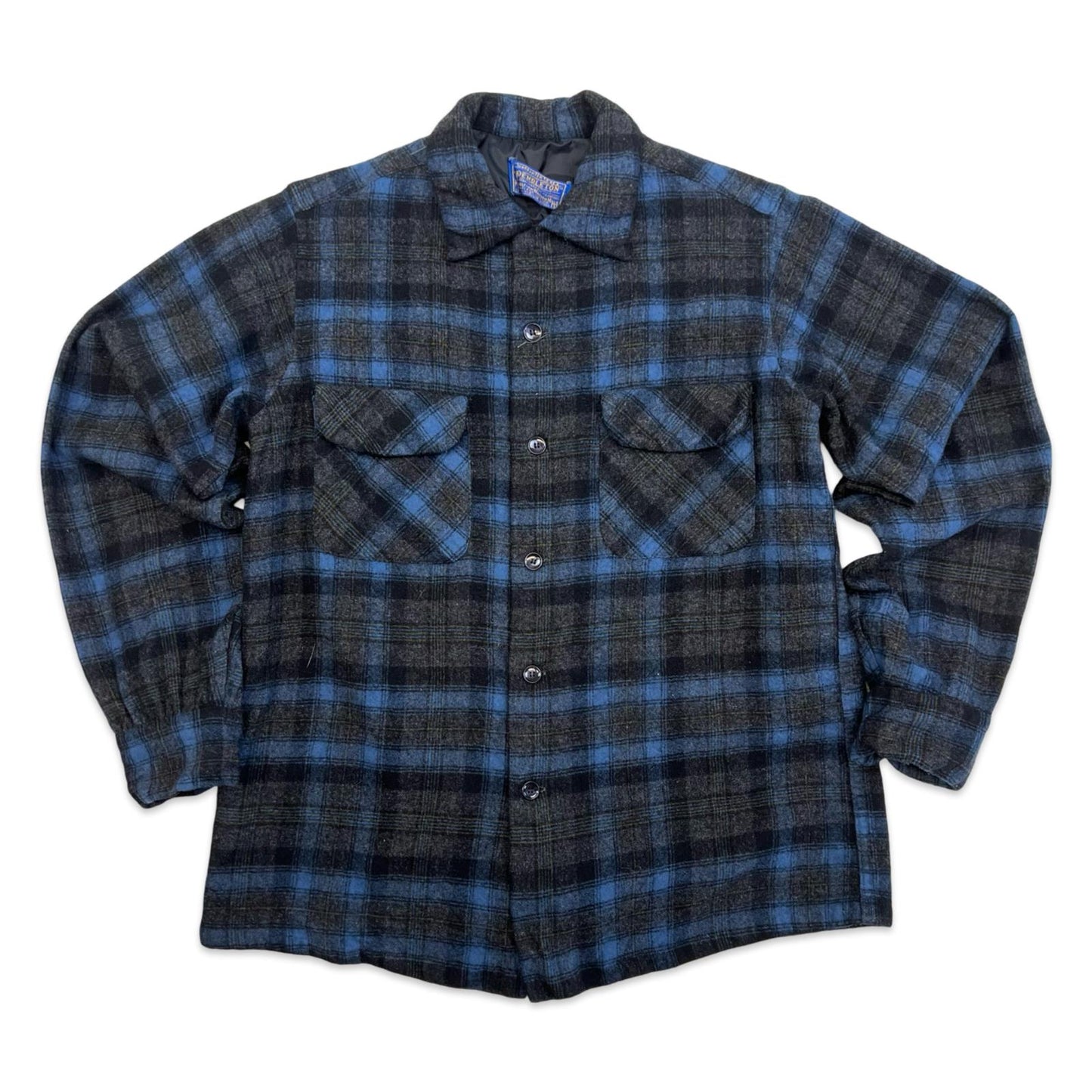 VTG USA PENDLETON WOOL BOARD SHIRT PLAID ROCKABILLY HOT ROD BEACH BOYS S 36”