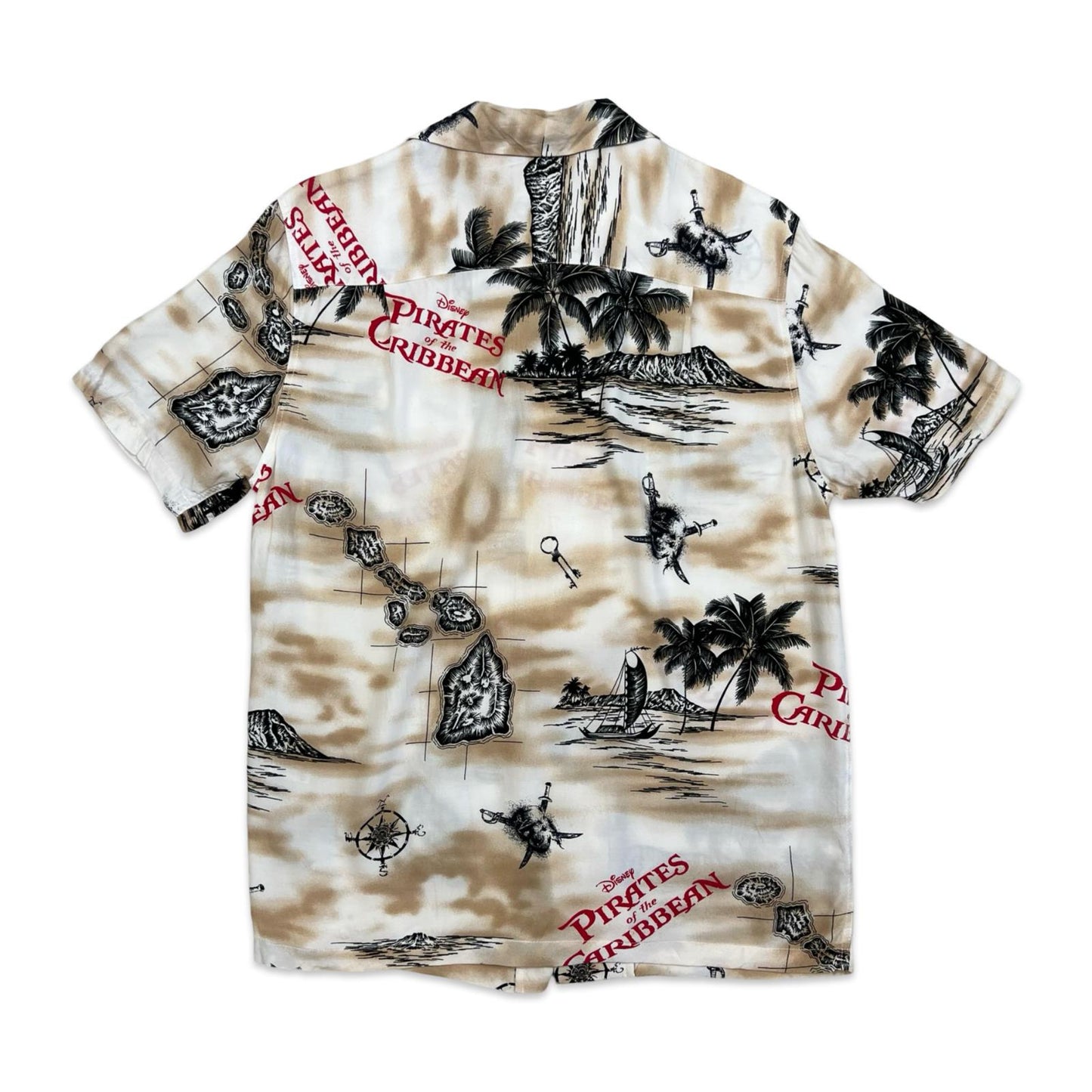 GENUINE RARE COLLECTIBLE DISNEY PIRATES OF CARIBBEAN HAWAIIAN ALOHA SHIRT S 36”