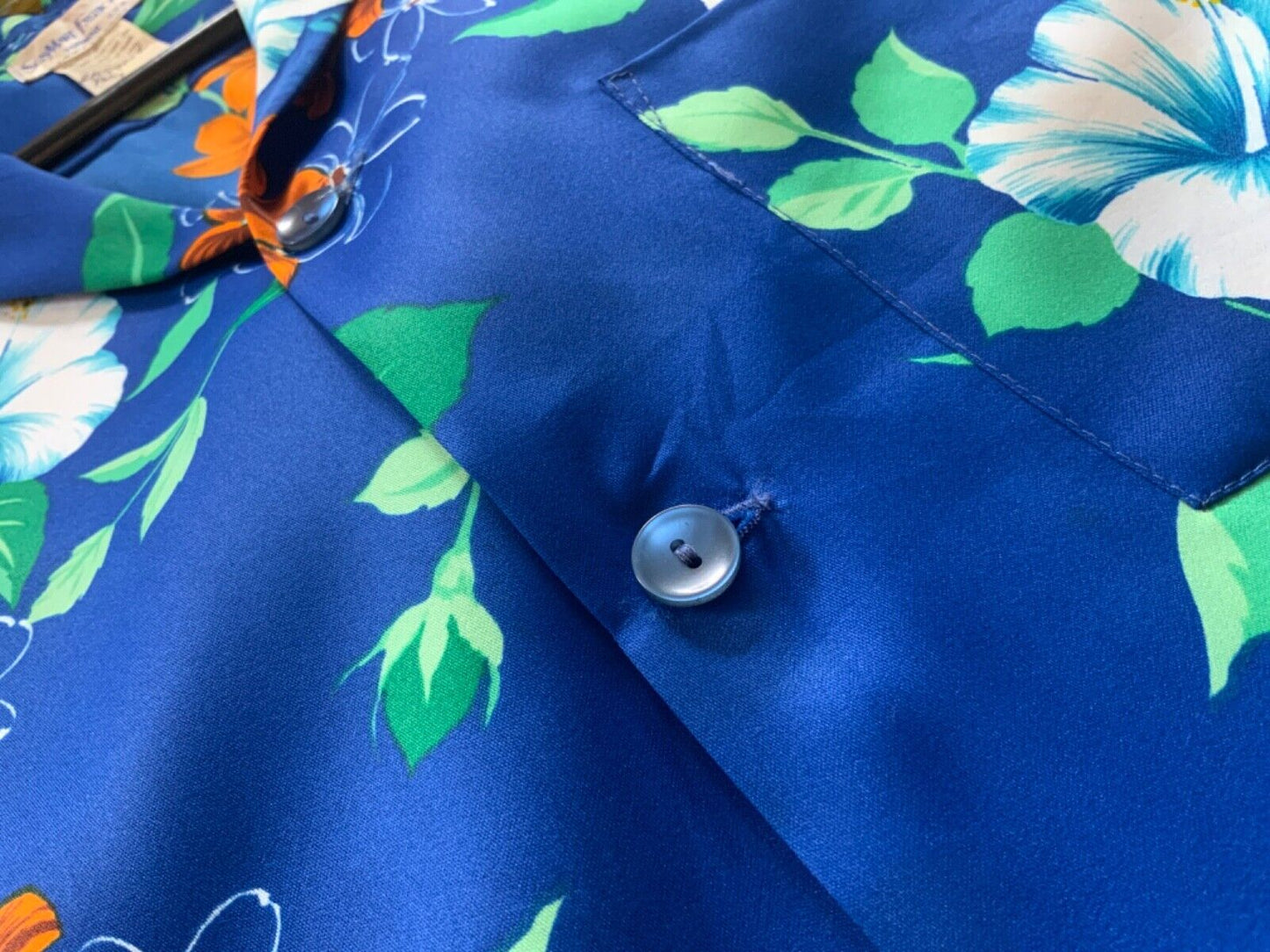 VTG 1970s SUN MARI FASHIONS HAWAIIAN ALOHA SHIRT TIKI USA ROCKABILLY SURF S 36”