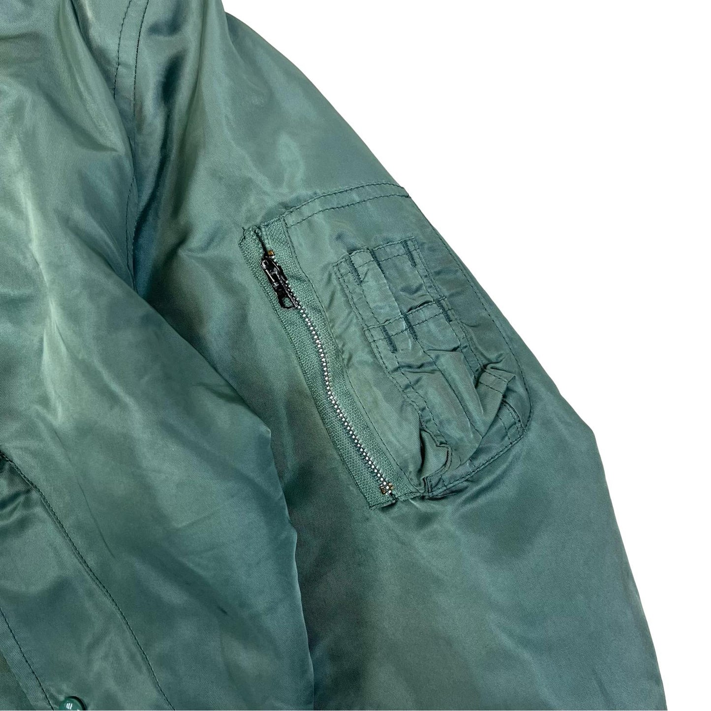 VTG ALPHA INDUSTRIES MA-1 USAF PILOT FLYING JACKET OLIVE GREEN NYLON SML 38”