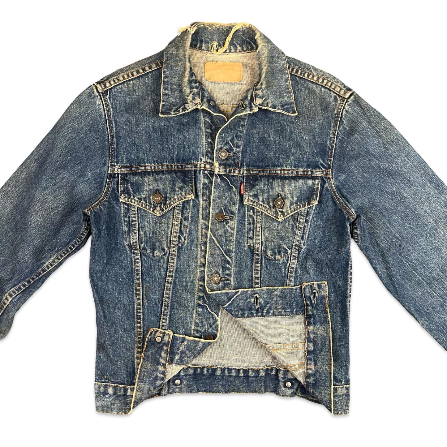 VTG ORIGINAL 1960s LEVIS BIG E TYPE 3 TRUCKER DENIM JACKET 45 STAMP MOD 36” SML