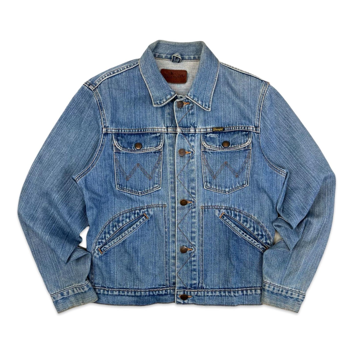 VTG WRANGLER BLUEBELL JAPANESE DENIM COWBOY DENIM JACKET BROKEN TWILL S 36”