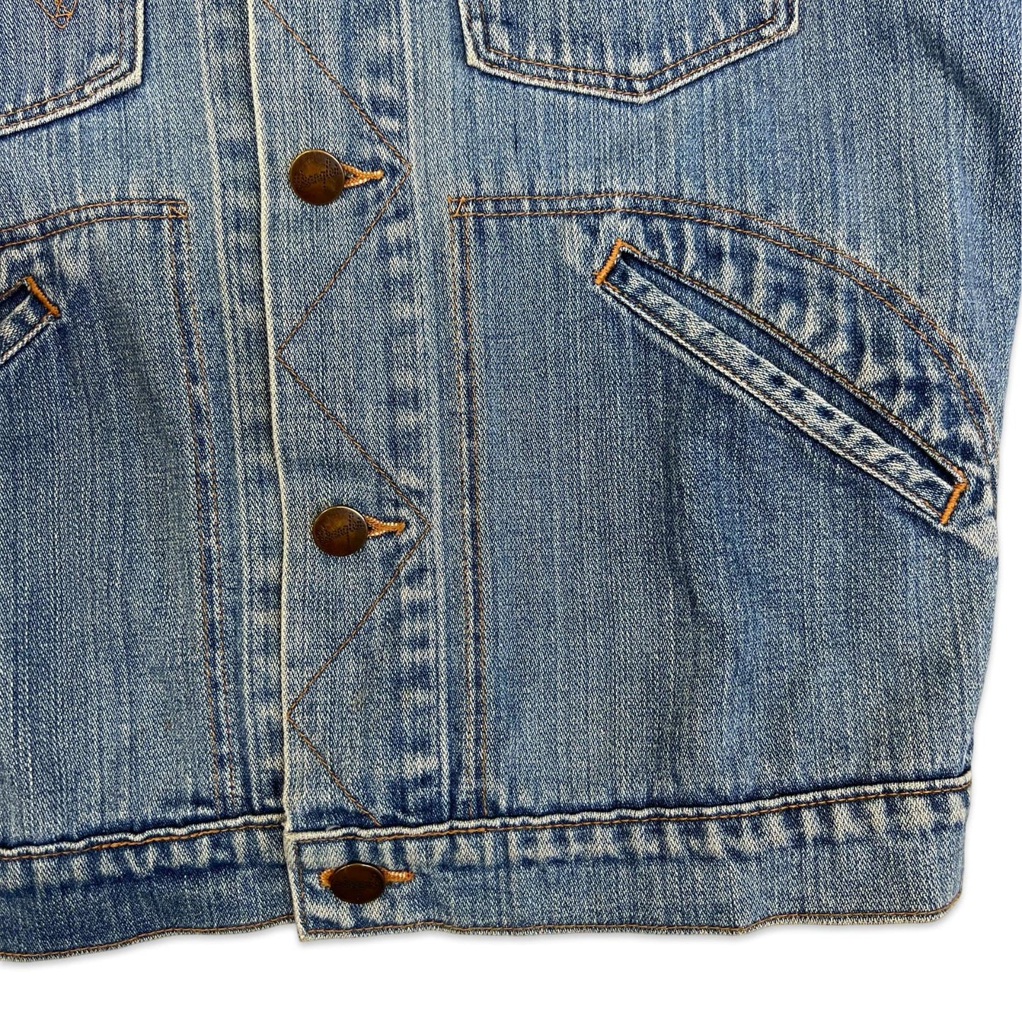 VTG WRANGLER BLUEBELL JAPANESE DENIM COWBOY DENIM JACKET BROKEN TWILL S 36”