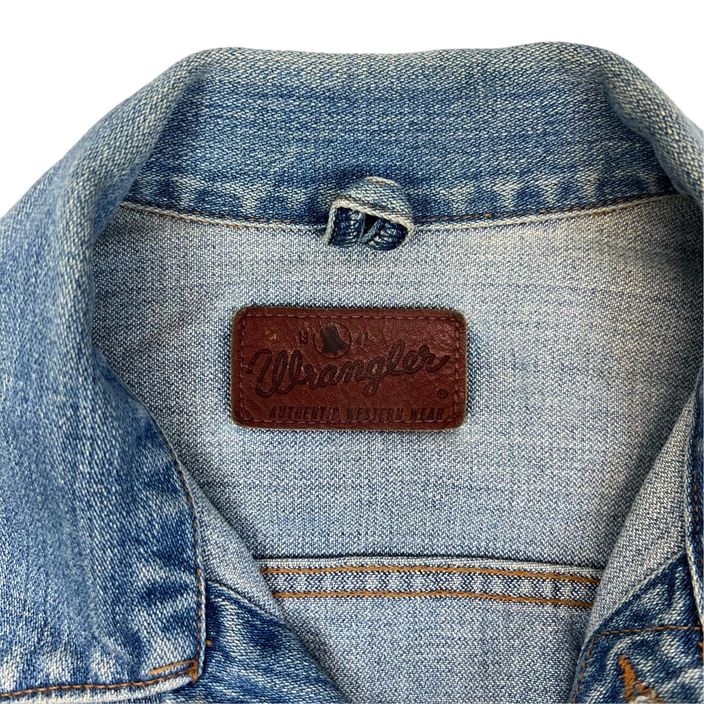 VTG WRANGLER BLUEBELL JAPANESE DENIM COWBOY DENIM JACKET BROKEN TWILL S 36”