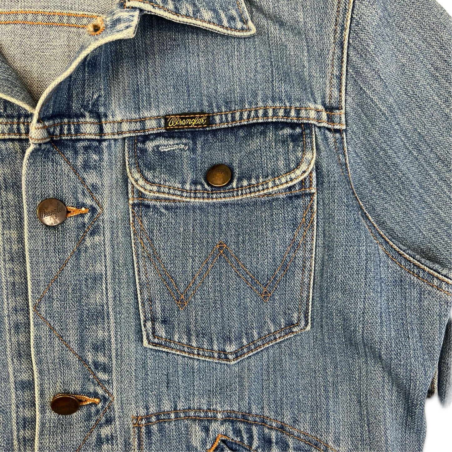 VTG WRANGLER BLUEBELL JAPANESE DENIM COWBOY DENIM JACKET BROKEN TWILL S 36”
