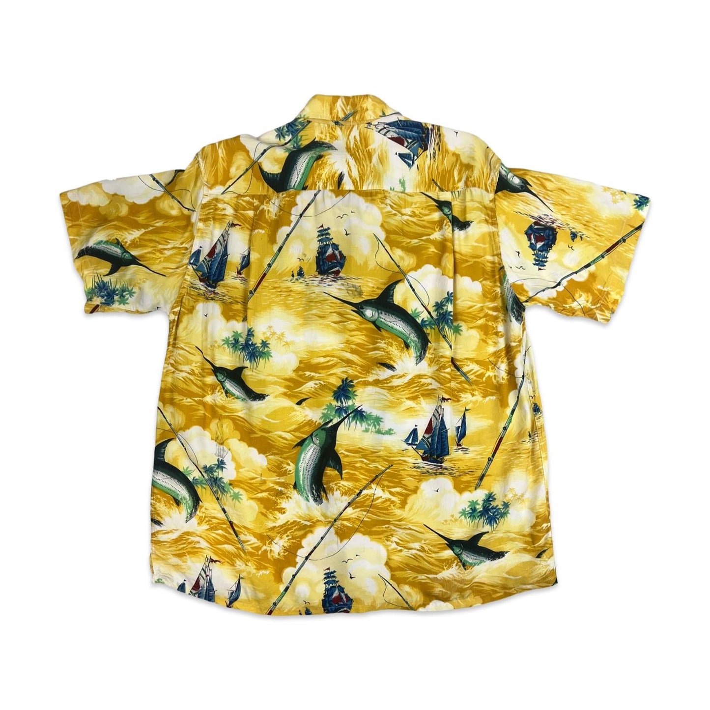 VTG 1950s COLLECTABLE RAYON HAWAIIAN ALOHA SHIRT TIKI ROCKABILLY HOT ROD M 40”