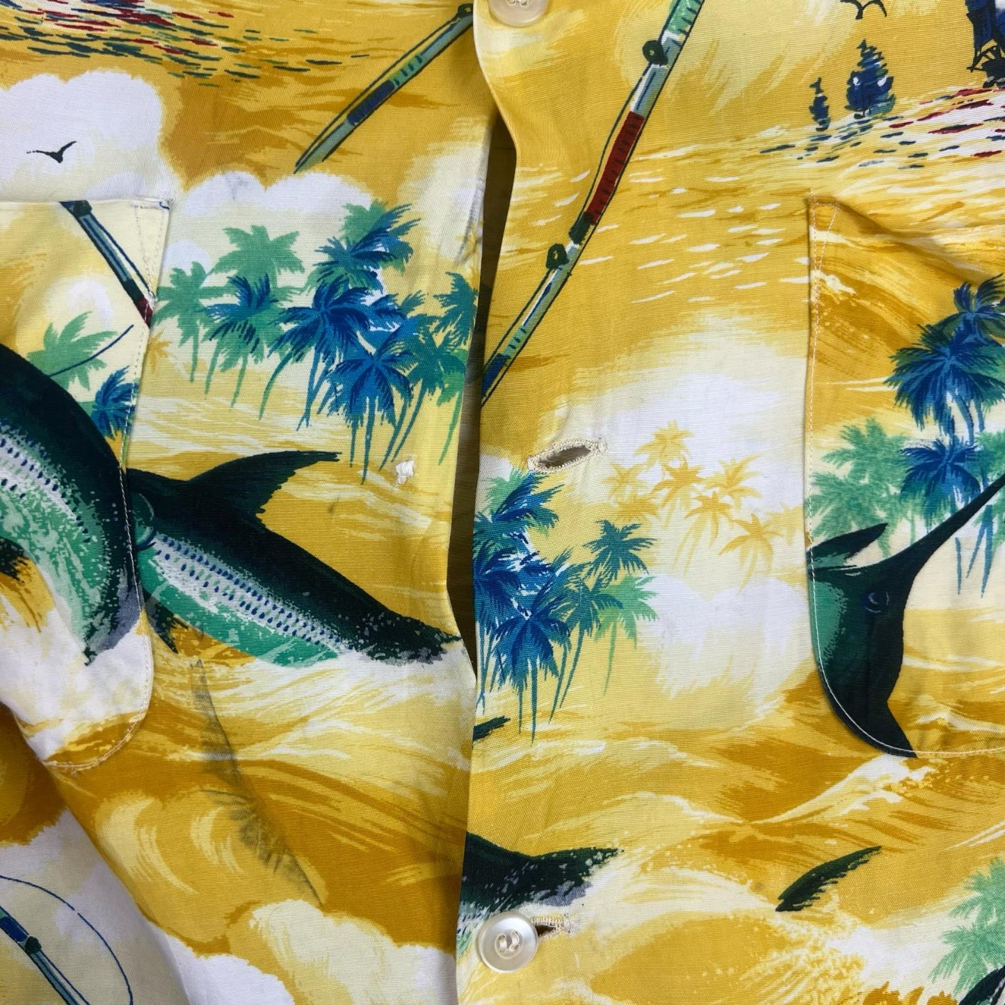 VTG 1950s COLLECTABLE RAYON HAWAIIAN ALOHA SHIRT TIKI ROCKABILLY HOT ROD M 40”