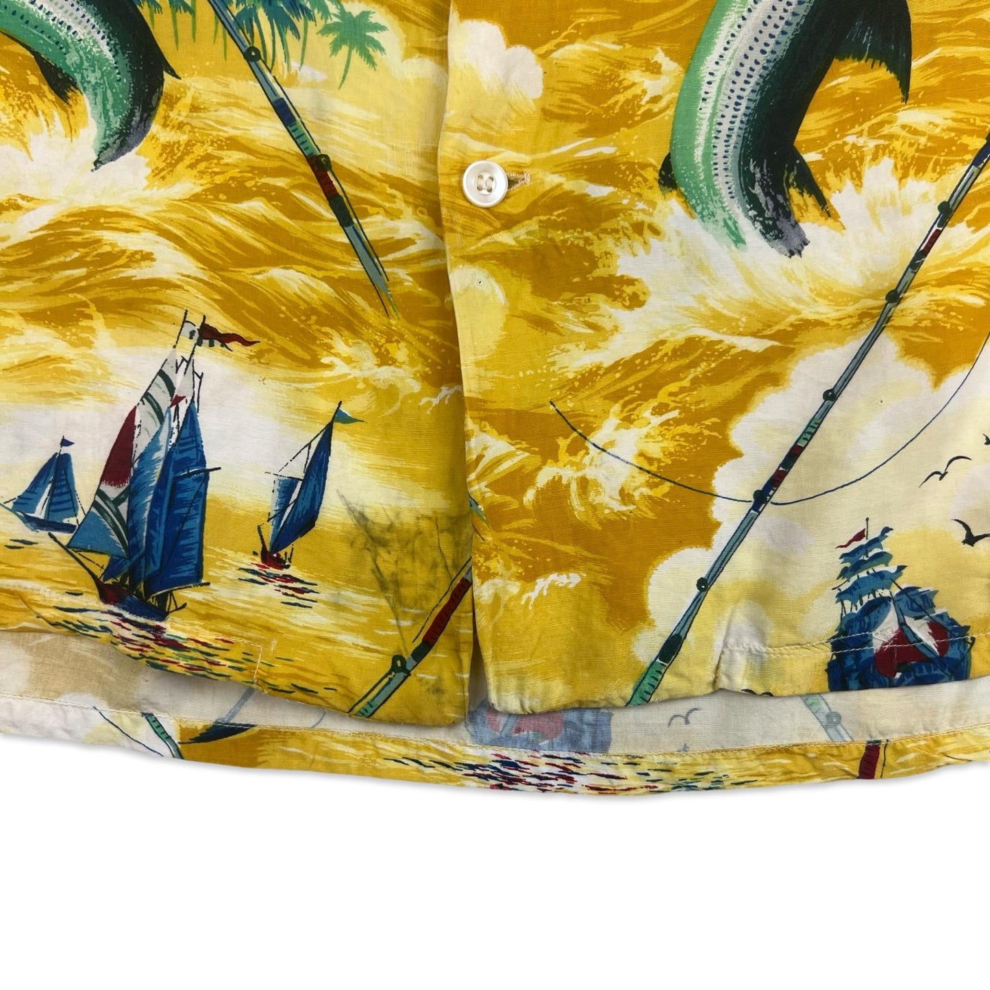 VTG 1950s COLLECTABLE RAYON HAWAIIAN ALOHA SHIRT TIKI ROCKABILLY HOT ROD M 40”