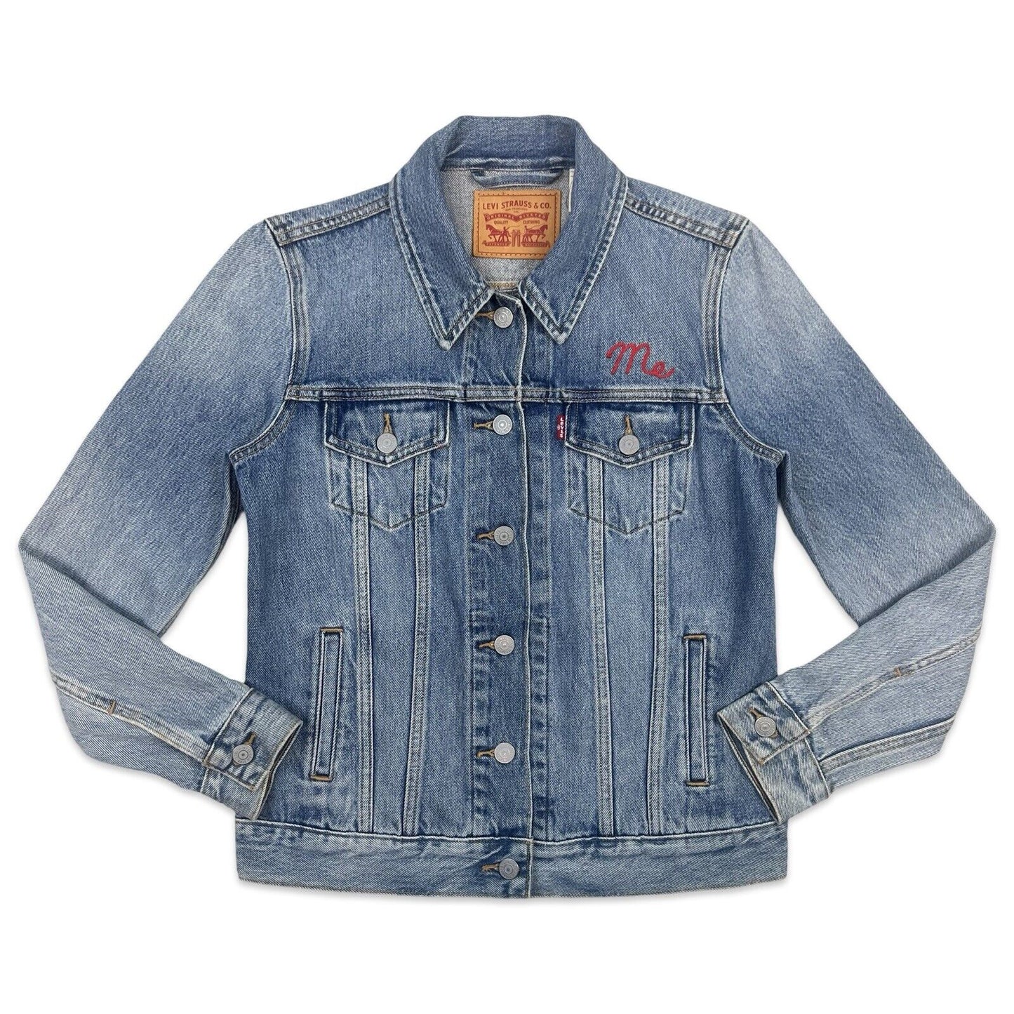 LTD EDTN LEVIS CHAINSTITCH EMBROIDERED TYPE 3 TRUCKER DENIM JACKET XS 34”