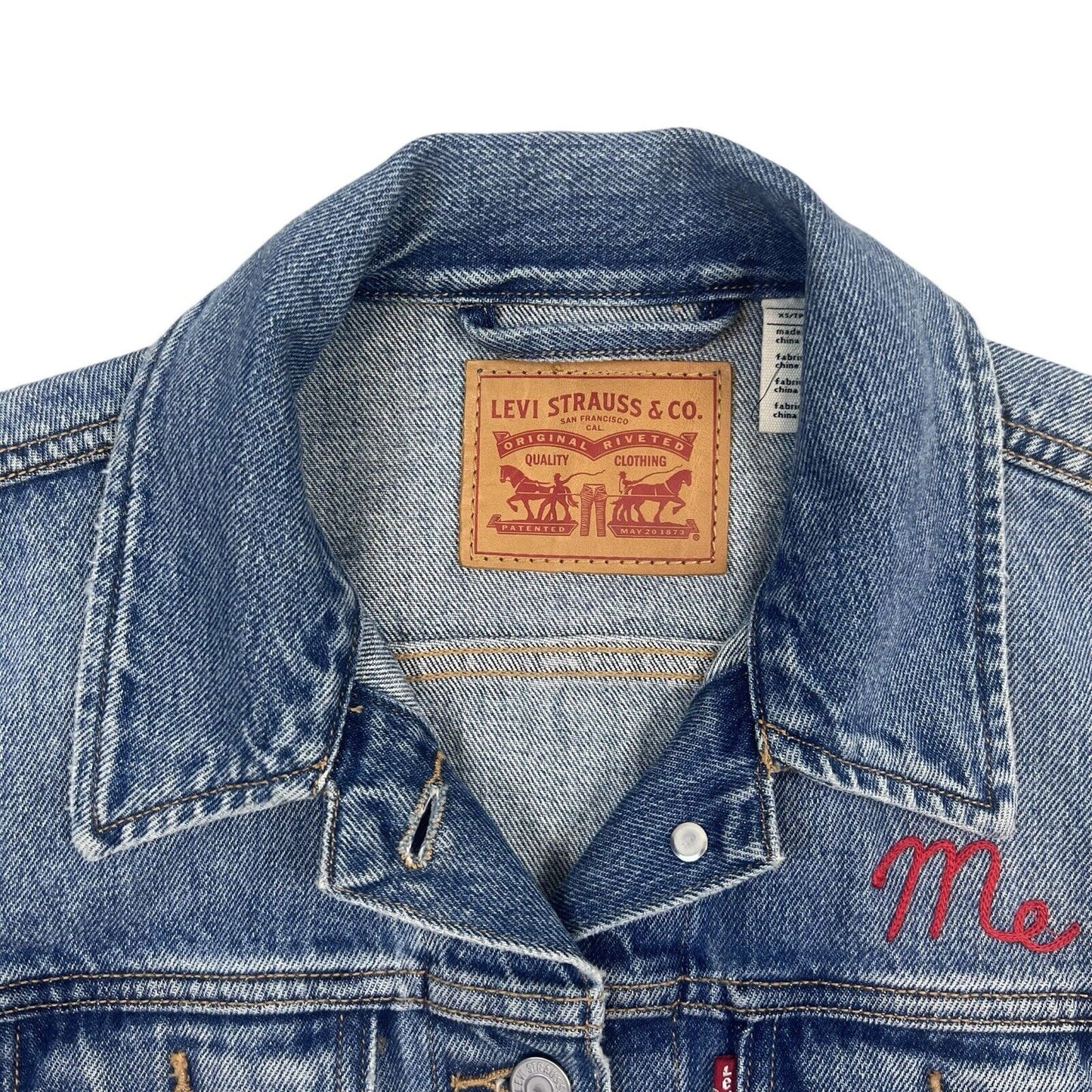 LTD EDTN LEVIS CHAINSTITCH EMBROIDERED TYPE 3 TRUCKER DENIM JACKET XS 34”