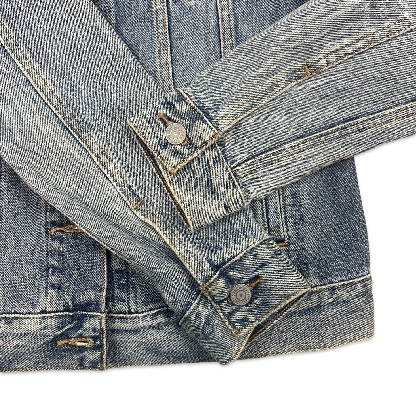 LTD EDTN LEVIS CHAINSTITCH EMBROIDERED TYPE 3 TRUCKER DENIM JACKET XS 34”