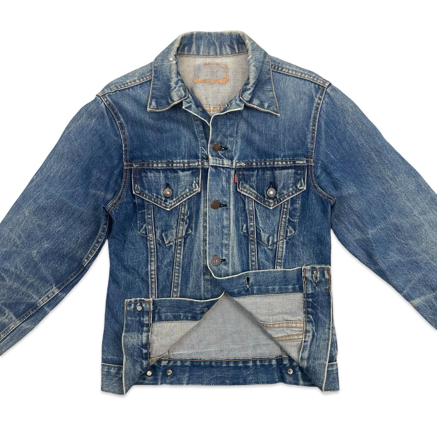 VTG GENUINE LATE 1960s LEVIS BIG E TYPE 3 TRUCKER DENIM JACKET XS MOD SKINS 34”