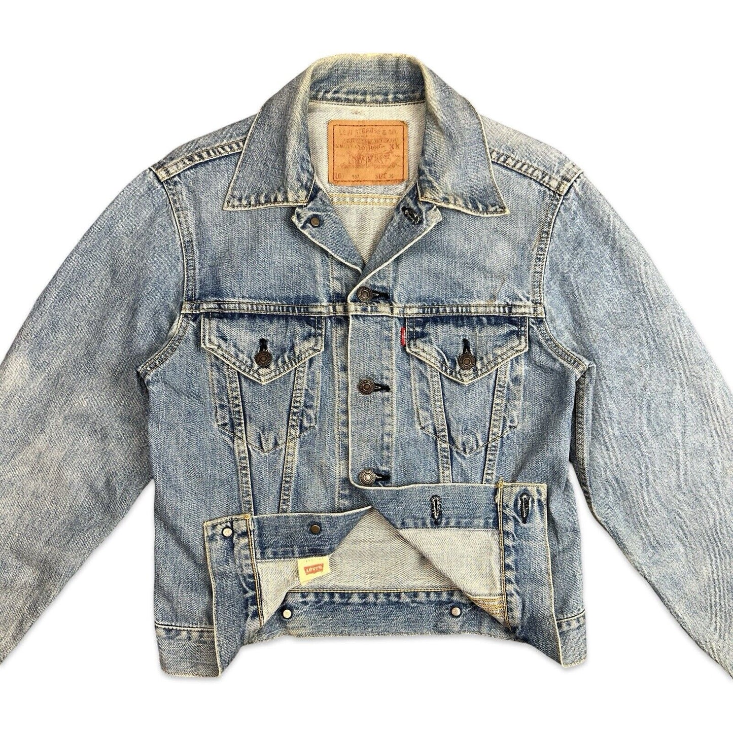 VTG 90s LEVIS JAPANESE BIG E RED TAB TYPE 3 TRUCKER JACKET 60s 70s LVC XS 34