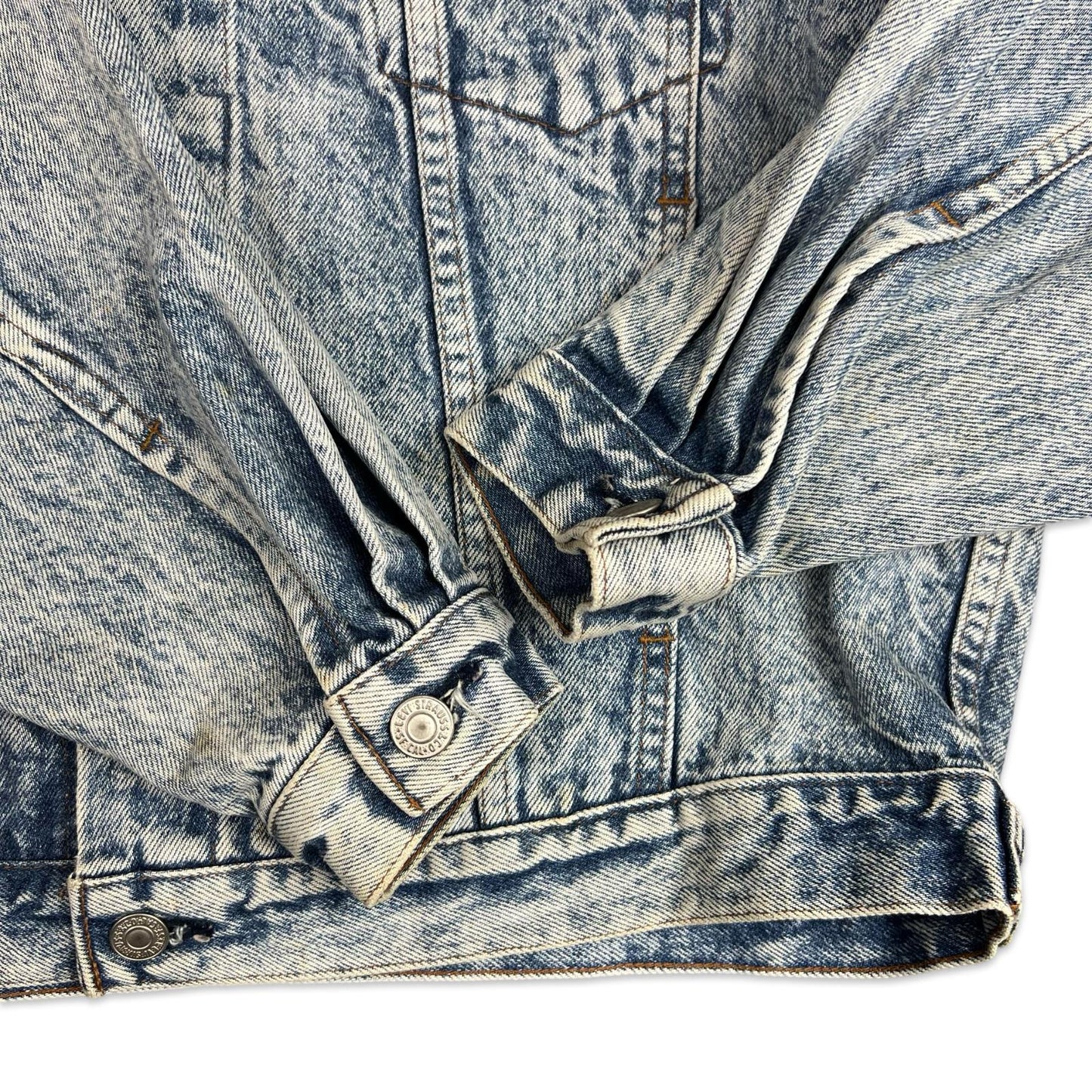 VTG 1980s LEVIS ALASKA ORANGE TAB ACID WASH DENIM JACKET L 42