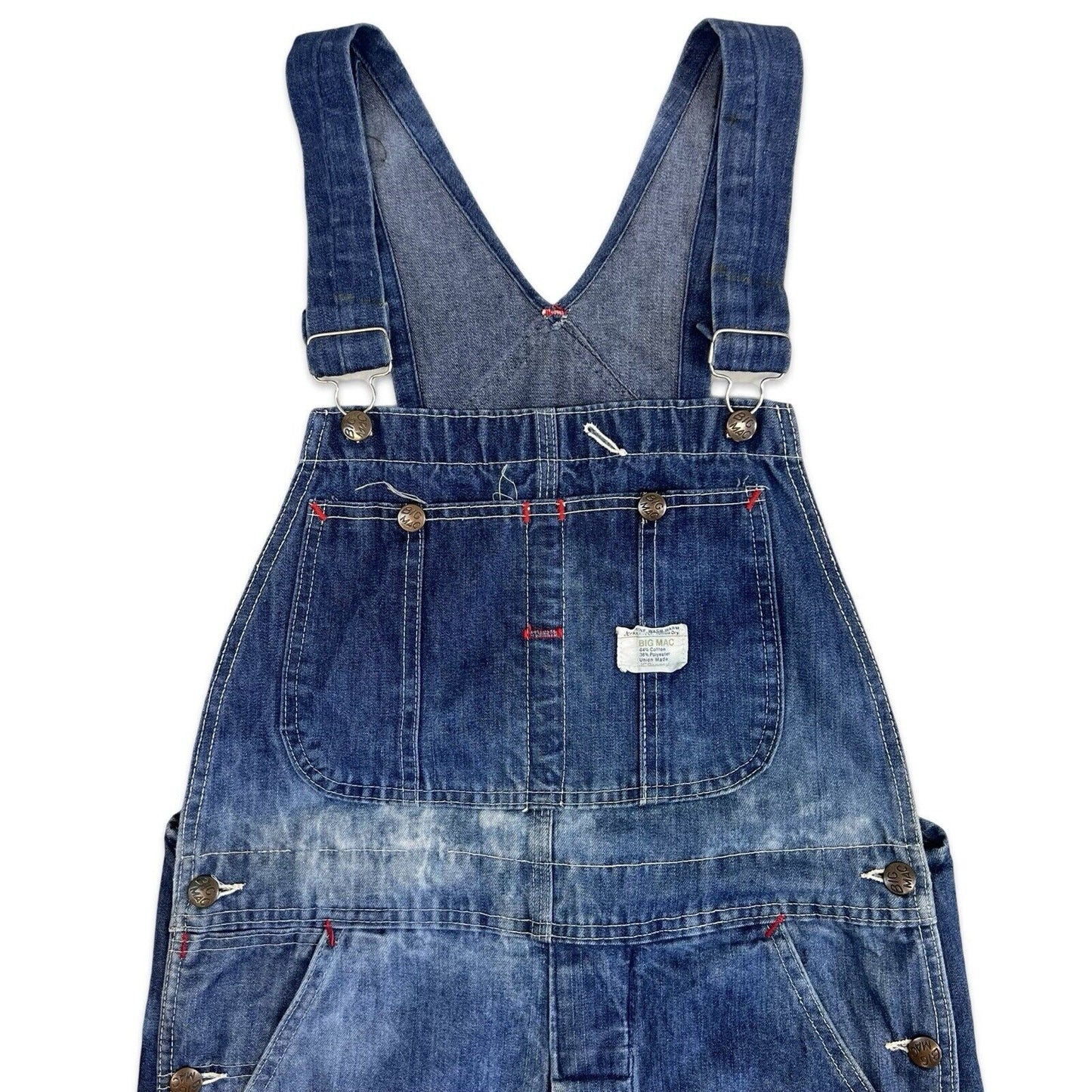 VTG 1960s USA JC PENNEY BIG MAC DUNGAREES WITH KILLER WATER FADING S 30”W 32”L