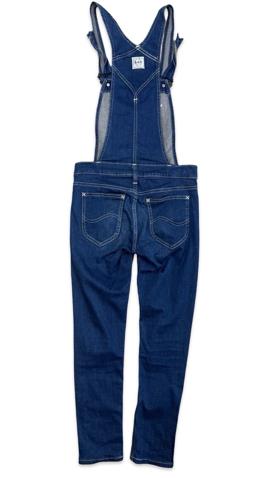 LADIES LEE UNION MADE SKINNY FIT STRETCH DENIM DUNGAREES INDIGO 28” W 26” L