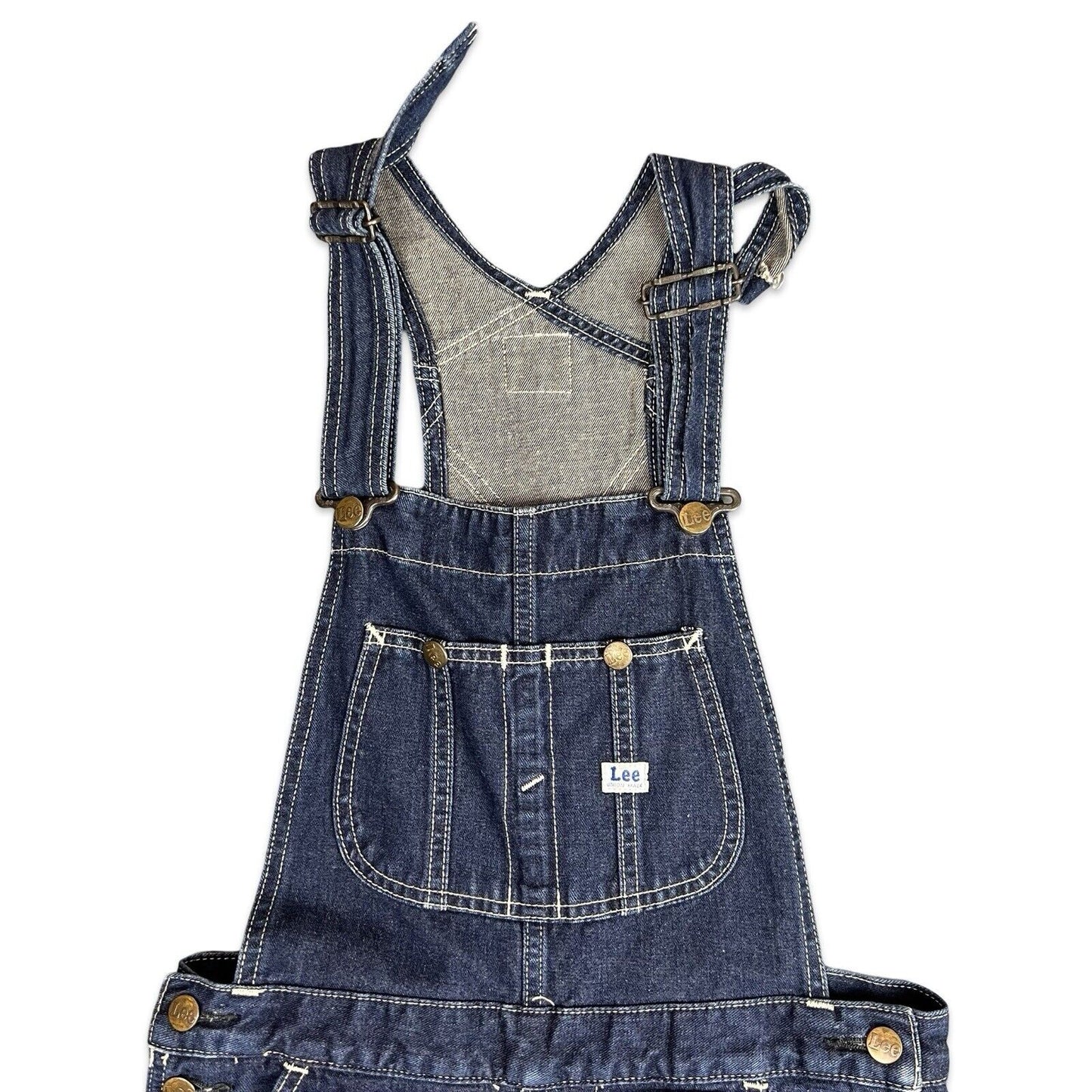 LEE UNION MADE VTG LADIES INDIGO DENIM DUNGAREES ROCKABILLY USA WORKWEAR 28W 28L