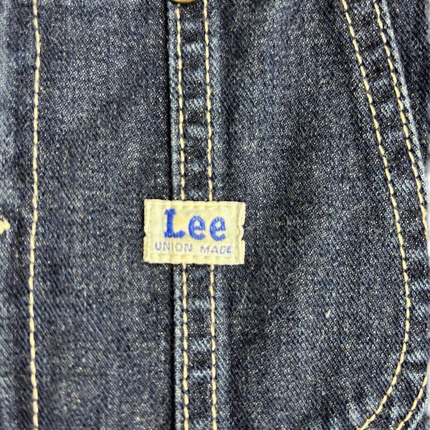 LEE UNION MADE VTG LADIES INDIGO DENIM DUNGAREES ROCKABILLY USA WORKWEAR 28W 28L