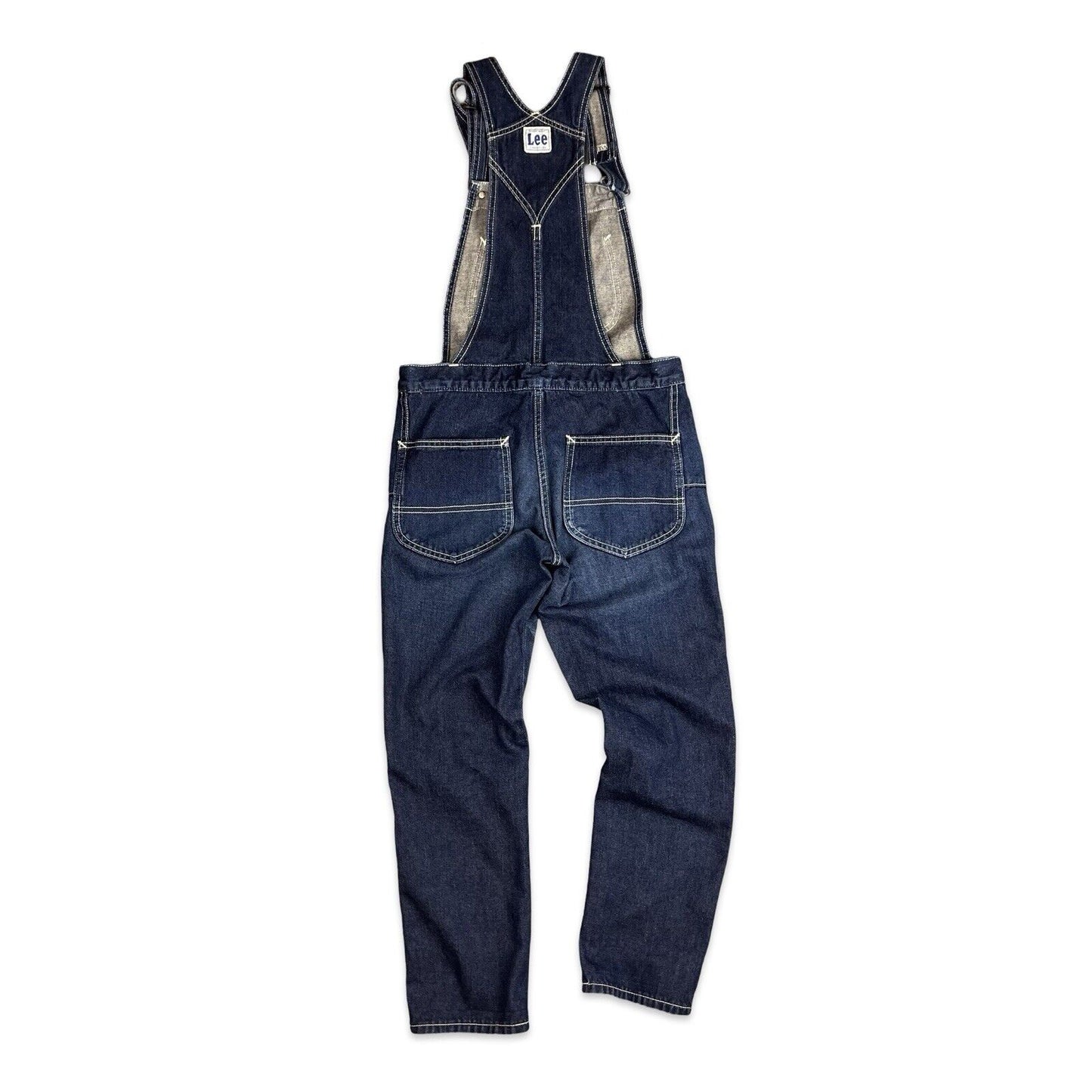 LEE UNION MADE VTG LADIES INDIGO DENIM DUNGAREES ROCKABILLY USA WORKWEAR 28W 28L